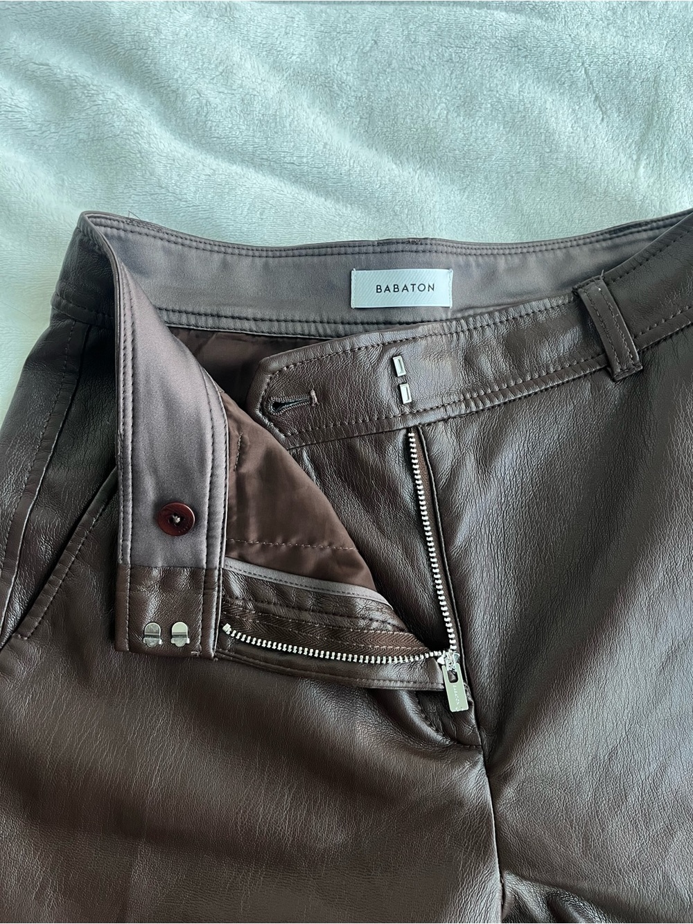 Aritzia Babaton Dark Brown Vegan Leather Pants - size 4